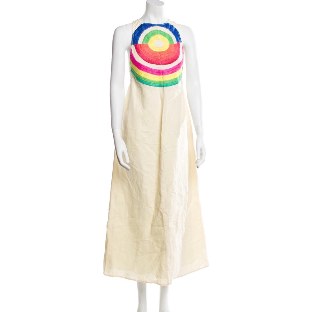 Rainbow circle, linen maxi dress by MARA HOFFMAN